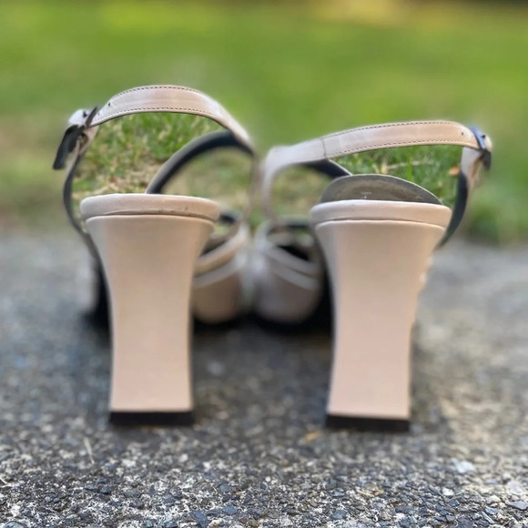 Franco Paolucci square  toe leather strap heel Sz 35 - Picture 3 of 9